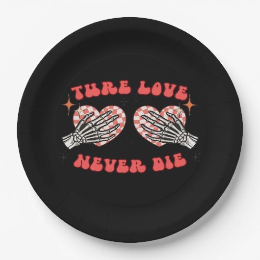 Assiettes En Carton Skeleton Mains Coeur Design Classique (Devant)