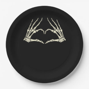 Assiettes En Carton Skeleton Mains Coeur drôle Halloween Hommes Femmes