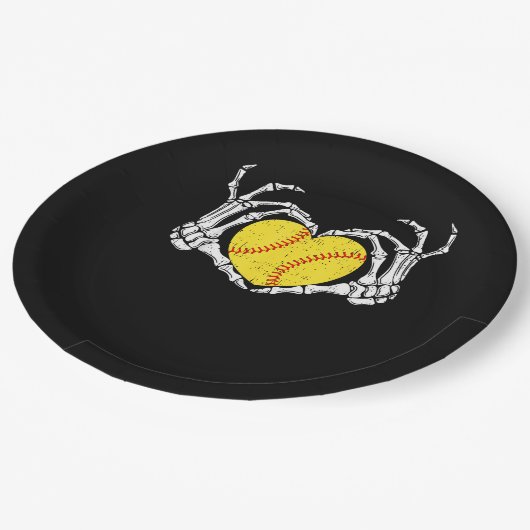Assiettes En Carton Skeleton Mains Coeur Halloween Costume Softball Wo (Angle)