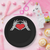 Assiettes En Carton Skeleton Met Un Coeur Rouge Classique (Fête)