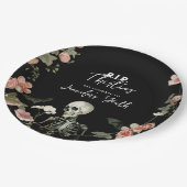 Assiettes En Carton Skeleton Pink Floral RIP 30s 40e Anniversaire (Angle)