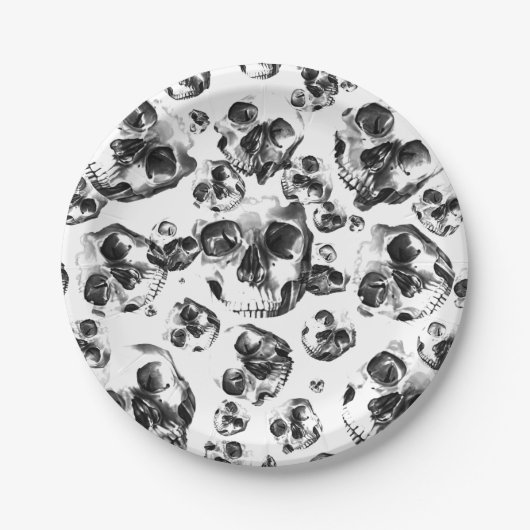 Assiettes En Carton Skeleton Skull Art Pattern (Devant)