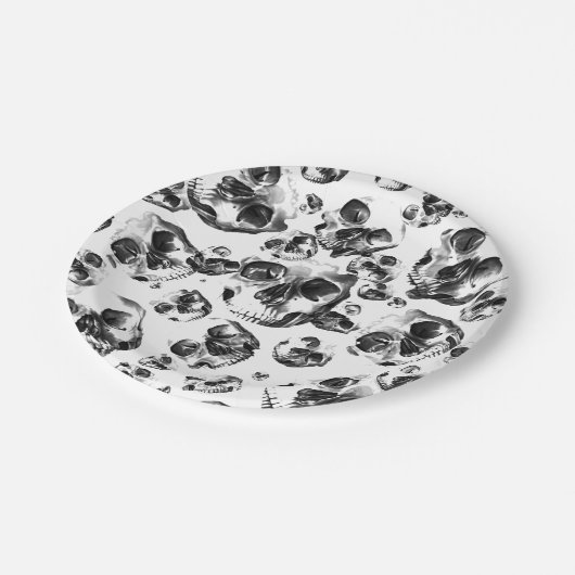 Assiettes En Carton Skeleton Skull Art Pattern (Angle)
