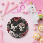 Assiettes En Carton Skeleton Skull Mauve Dusty Rose Mariage gothique (Fête)