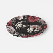 Assiettes En Carton Skeleton Skull Mauve Dusty Rose Mariage gothique (Angle)