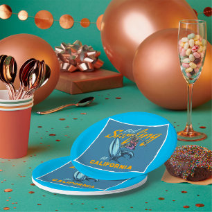 Assiettes En Carton Skeleton vintage Surf California Beach