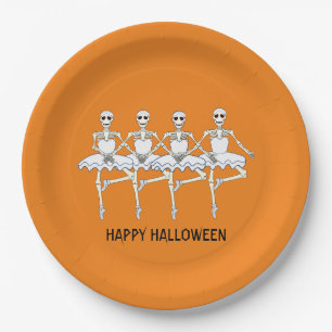 Assiettes En Carton Skeletons de danse de ballet Fête d'Halloween