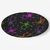 Assiettes En Carton Skeletons de danse d'Halloween (Angle)