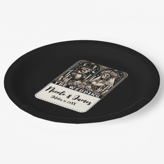 Assiettes En Carton Skeletons de Tarot MARIAGE Mariée et Salle (Angle)