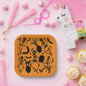 Assiettes En Carton Skeletons d'Halloween Macabre Dance (Fête)