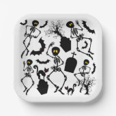 Assiettes En Carton Skeletons d'Halloween Macabre Dance (Recto)