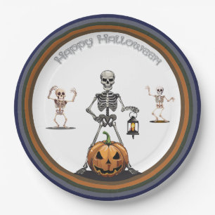 Assiettes En Carton Skeletons Du Groupe D'Halloween