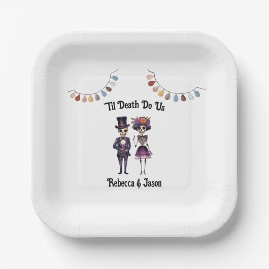 Assiettes En Carton Skeletons Mariages gothiques (Recto)