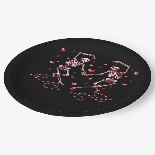 Assiettes En Carton Skeletons tenant les mains Coeur Valentines concep (Angle)