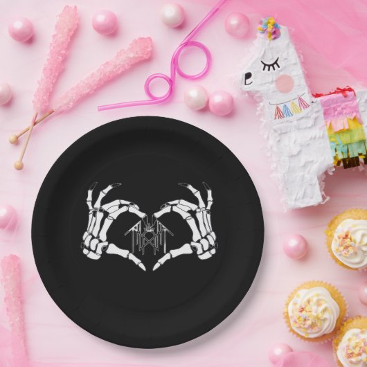 Assiettes En Carton Skeletons Token Heart Hands (Fête)