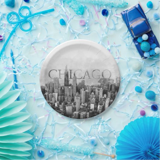 Assiettes En Carton Sketch de Chicago Skyline (Fête)