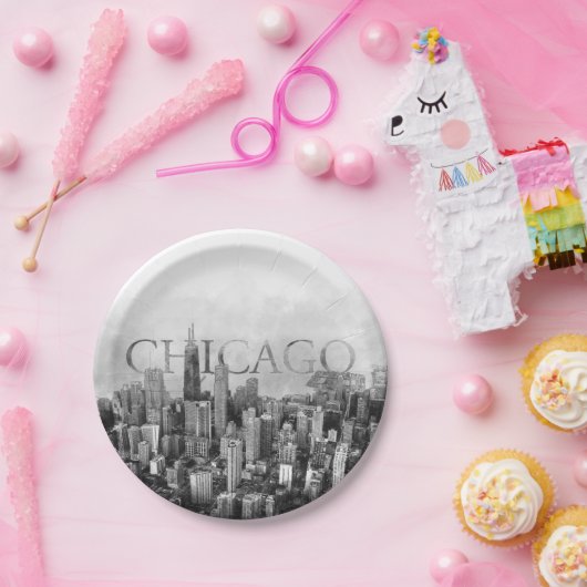 Assiettes En Carton Sketch de Chicago Skyline (Fête)