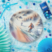Assiettes En Carton Ski De Neige En Aquarelle (Fête)