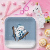 Assiettes En Carton Ski de Noël Snowman (Fête)