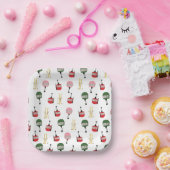 Assiettes En Carton Ski d'hiver Gondola retro blanc (Fête)