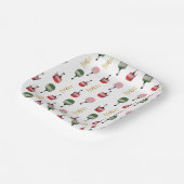 Assiettes En Carton Ski d'hiver Gondola retro blanc (Angulaire)