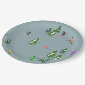 Assiettes En Carton Ski d'ouverture Noël Ski de vacances Skieurs Bleu (Angle)