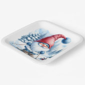 Assiettes En Carton Ski Gnome d'hiver avec un lapin (Angulaire)