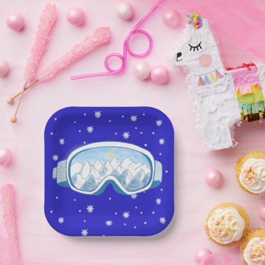 Assiettes En Carton Ski Goggers Snowflake Dance (Fête)