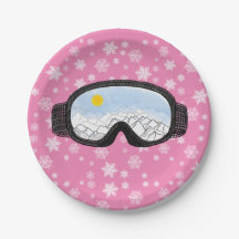 Ski Goggets Mountain View Flocs de neige rose