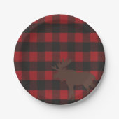 Assiettes En Carton Ski Lodge Moose Plaid Holiday Hostals Party (Devant)