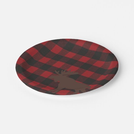 Assiettes En Carton Ski Lodge Moose Plaid Holiday Hostals Party (Angle)