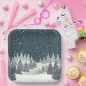 Assiettes En Carton Skier de Noël aux pins d'hiver (Fête)