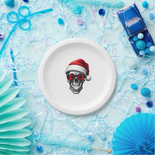 Assiettes En Carton Skull Plaid Santa Hat Christmas Pajama Cool Skelet (Fête)