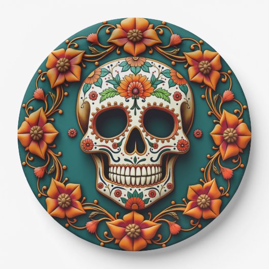 Assiettes En Carton 💀 🎉 Skull & Serve, Día de los Muertos (Devant)