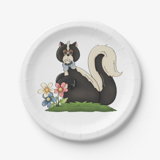Assiettes En Carton Skunk Avec Fleurs (Devant)