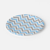 Assiettes En Carton Sky Blue, Dk Gray Wht Large Chevron Zig Zag (Angle)