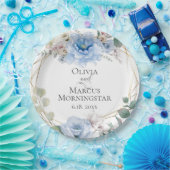 Assiettes En Carton Sky Blue Magnolia et Peony Mariage d'été (Fête)