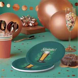 Assiettes En Carton Slàinte ! Saint Patrick's Day Pint of Beer on Gree