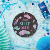 Assiettes En Carton Sleepover fête noire rose violet d'interpolation p (Fête)