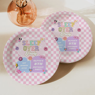 Assiettes En Carton Sleepover Preppy Varsity Patch Anniversaire