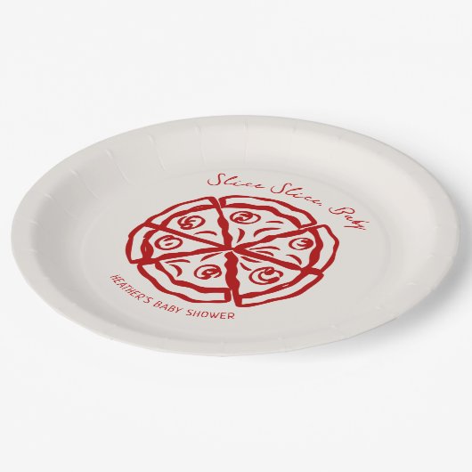 Assiettes En Carton Slice Baby Pizza Ciao Baby shower (Angle)
