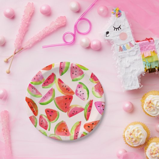Assiettes En Carton Slice of Summer Watermelon Paper Plates (Fête)
