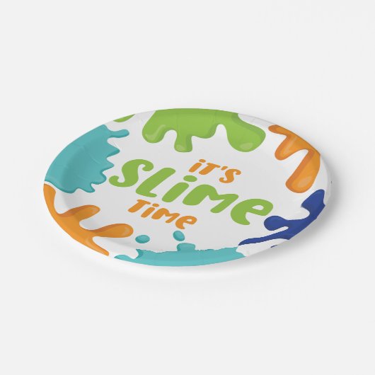 Assiettes En Carton Slim time Anniversaire Plaques de fête Orange Bleu (Angle)