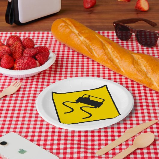 Assiettes En Carton Slippery Road Sign Paper Plates