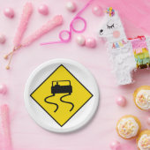 Assiettes En Carton Slippery Road Sign Paper Plates (Fête)