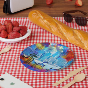 Assiettes En Carton SlipperyJoe NYC graffiti lue entourée tourbillon