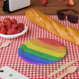 Assiettes En Carton SlipperyJoe's classique arc-en-ciel tactile artisa