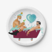Assiettes En Carton SlipperyJoe's deux gays hommes aiment la baignoire (Devant)
