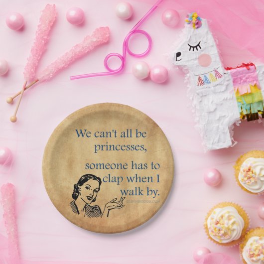 Assiettes En Carton SlipperyJoe's Princess clap marchant drôle les ann (Fête)