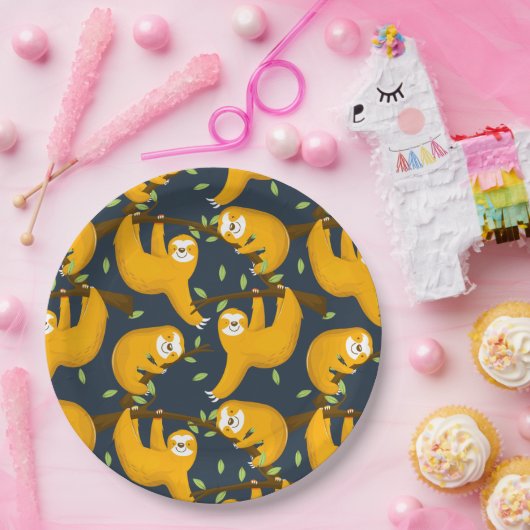 Assiettes En Carton Sloth (Fête)